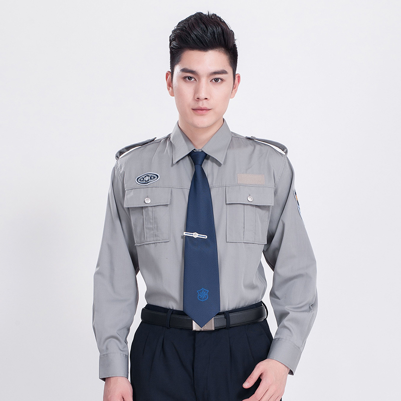 新式小区保安服长袖衬衣(送胸号+肩章+领带夹+领带)